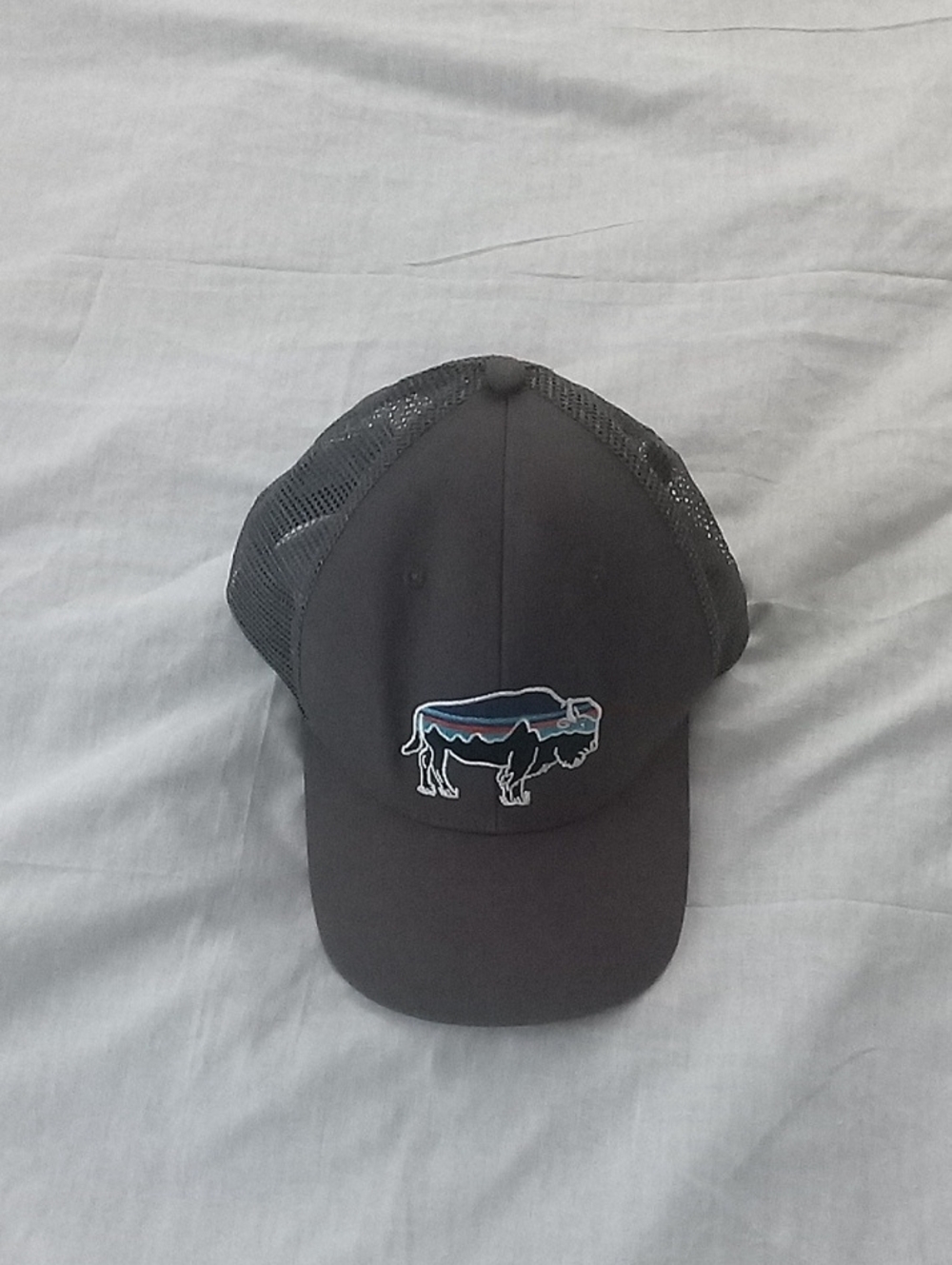 Patagonia Gray Trucker Hat with Buffalo Patch